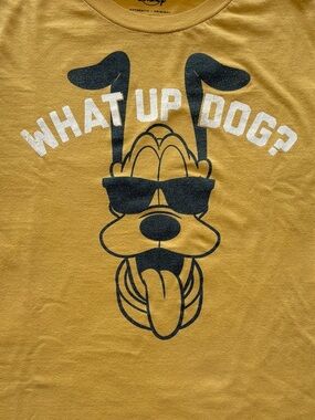 Disney Yellow 'What Up Dog?' Graphic Tee Men’s Small